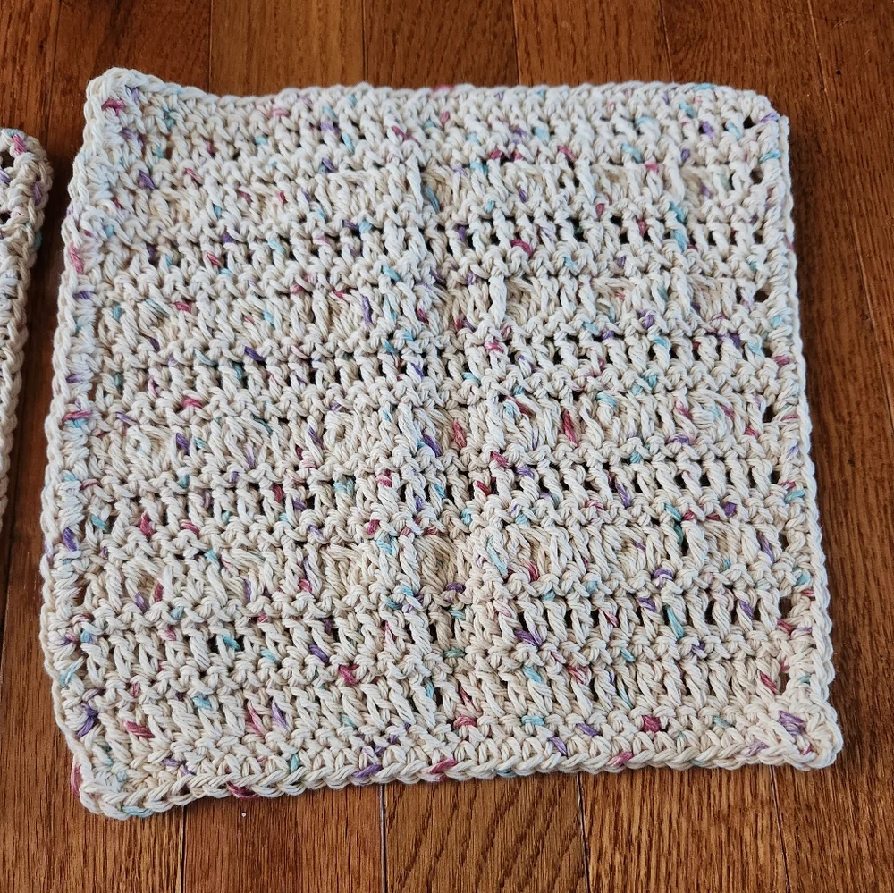Crochet Shower Pouf and Bobble Washcloth Set